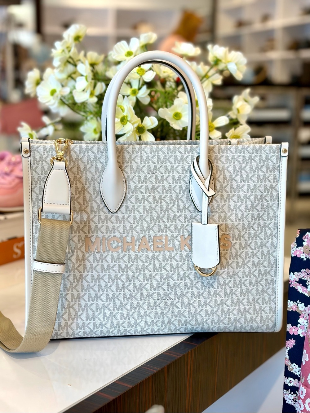 Michael Kors Mirella Medium Signature Logo Tote Shoulder Bag Crossbody